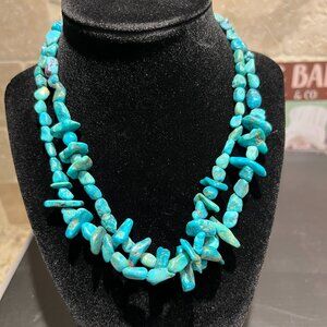 Jay King Turquoise Bead Sterling Silver 2-Strand 16" Necklace